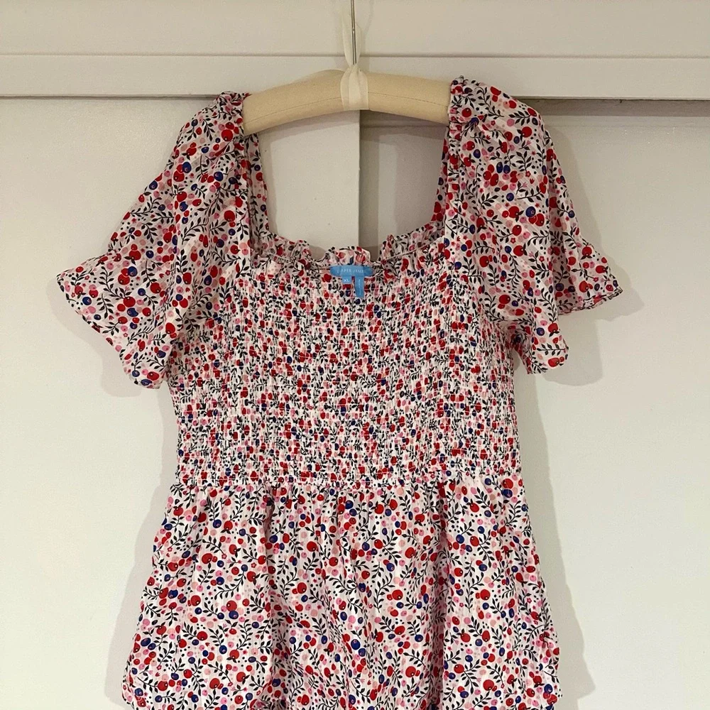 Draper James Women’s Deana Tiered Smocked Dress in Berry Print (Size XL) - Picture 3 of 4